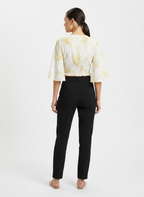 Blusa Cropped Estampada Floral V-Neck - DRESS TO / PP