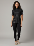 Blusa Gola Alta Preta Texturizada - Canal/M