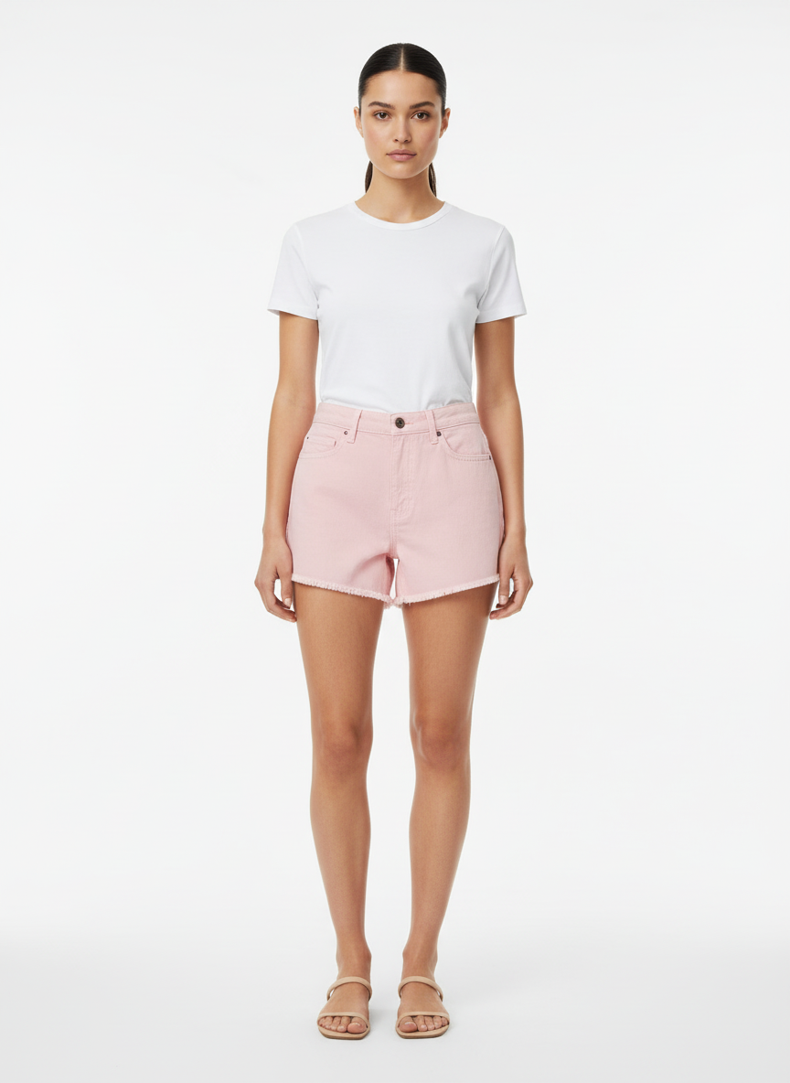 Short Jeans Barra Desfiada Rosa Claro - Canal/36