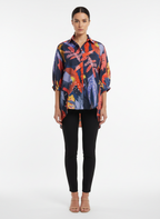 Camisa Feminina Estampada Tropical Folhagem - BORDA BARROCA / P