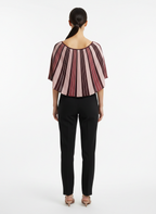Blusa Poncho Tricô Listrado Feminino - VIVIANE FURRIER / M
