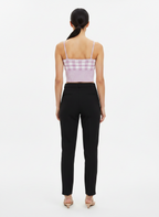Cropped tricot xadrez decote coração lilás - CASUALLI | M