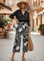Calça Pantacourt Estampada Tropical - CANTÃO / M