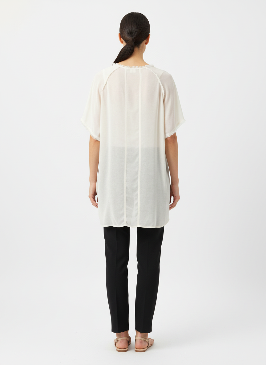 Blusa tecido acabamento desfiado areia - MARIA FILÓ | M