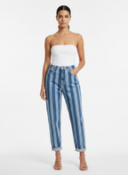 Calça Jeans Listrada Mom Fit - CANTÃO / 38