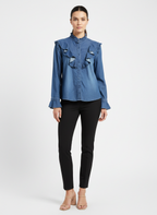 Blusa Jeans Babados Manga Longa - C.CLUB / M