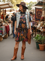 Vestido Curto Estampado Natureza com Gola Mock Neck - FARM / M
