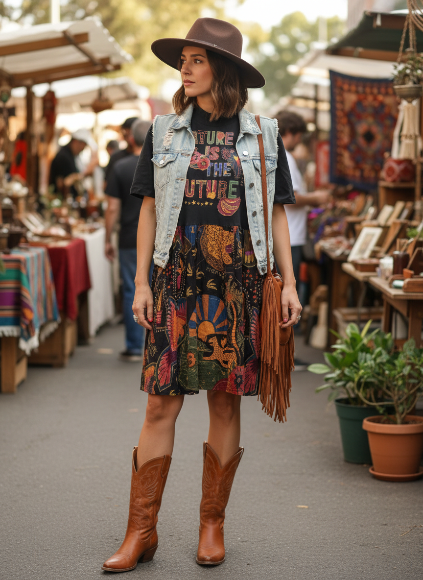 Vestido Curto Estampado Natureza com Gola Mock Neck - FARM / M