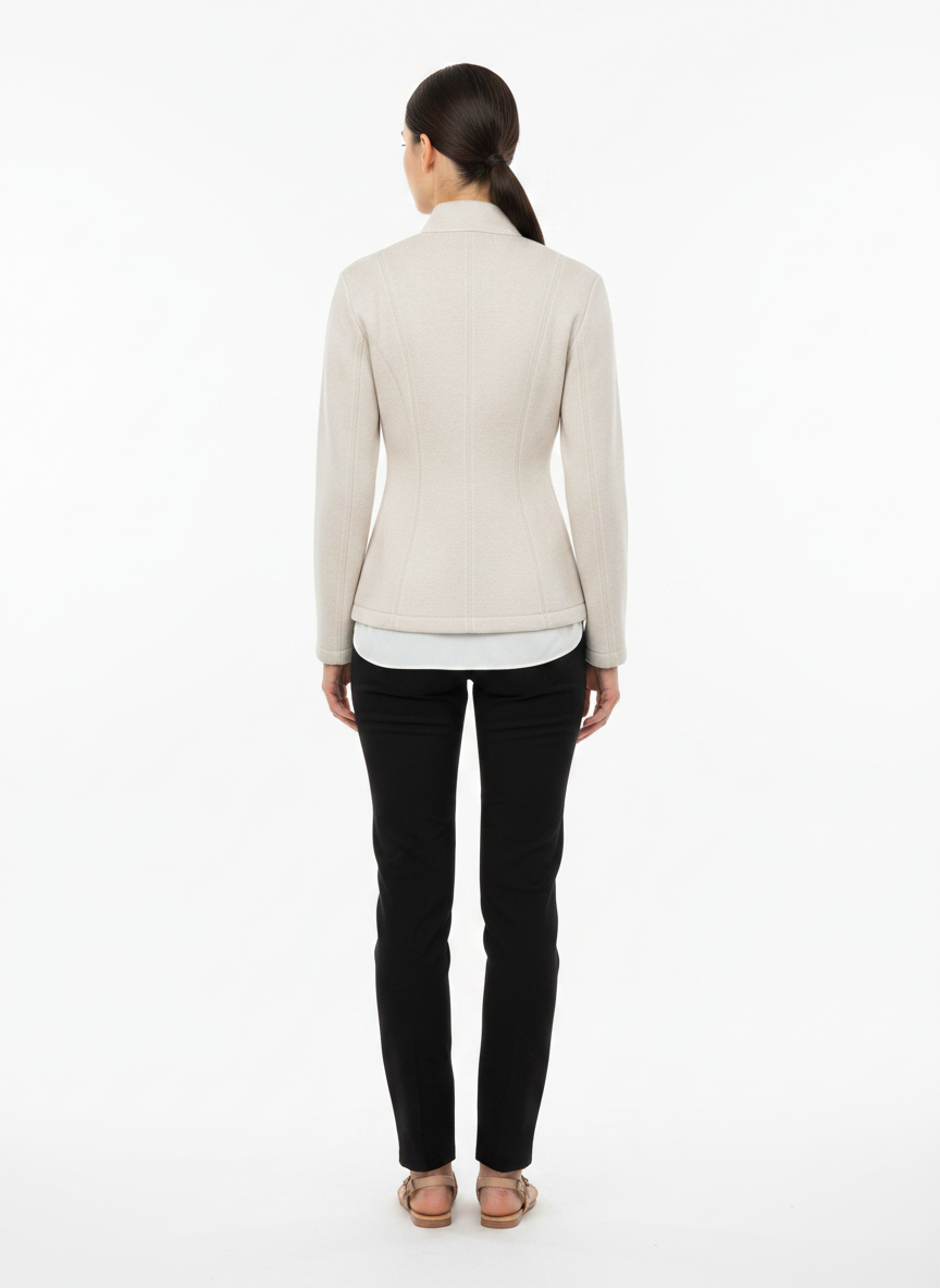 Casaco tricot dublado zíper areia - VIVIANE FURRIER | P