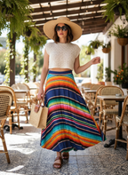 Saia Maxi Estampada Listrada Fluida - DRESS TO / P