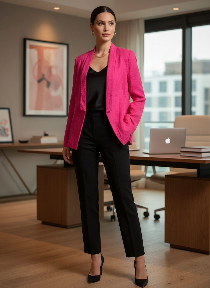 Blazer Rosa Pink Linho Unstructured - ELLUS / P