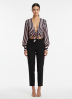 Camisa Cropped Listrada Amarração Frontal - DRESS TO / M