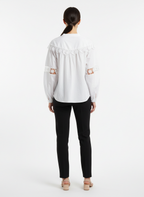 Blusa Algodão Boho Chic com Renda de Estrelas - SKAZI / P