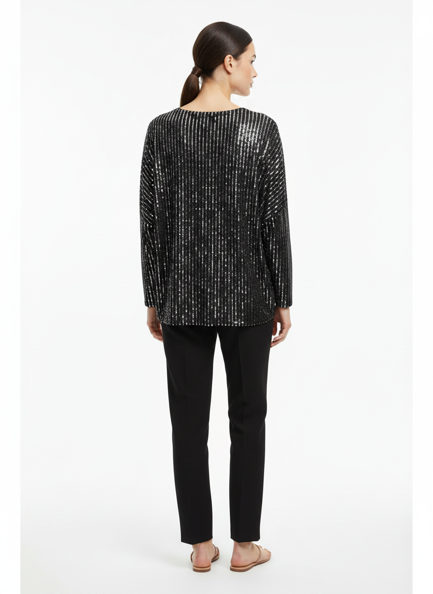 Blusa de Paetê com Brilho Metálico - M