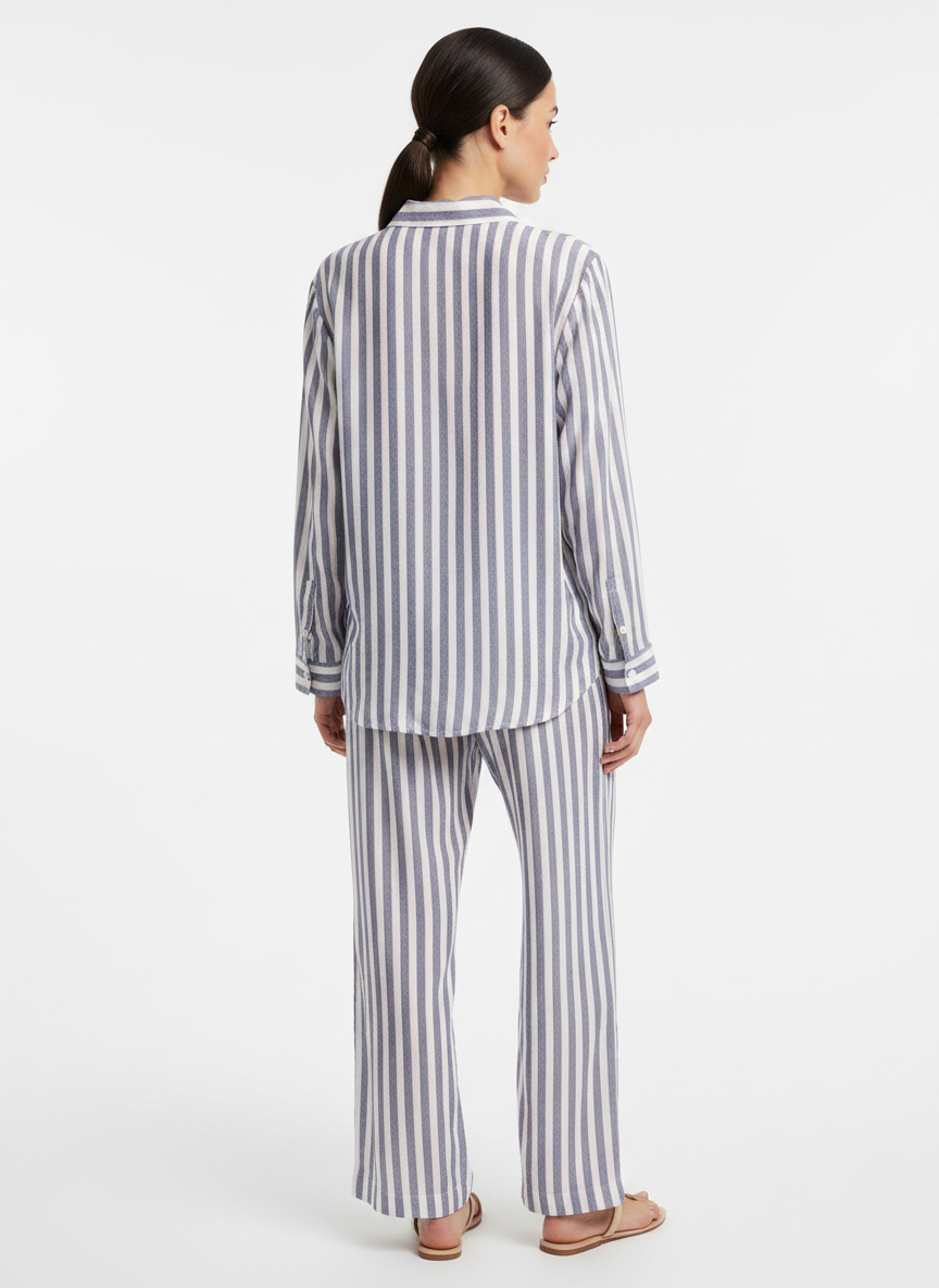 Conjunto Listrado Camisa e Calça Viscose - LADY ROCK / M