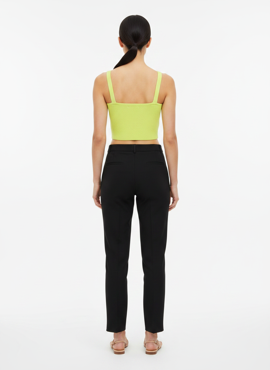 Cropped tricot canelado transpassado verde limão - SKUNK | M