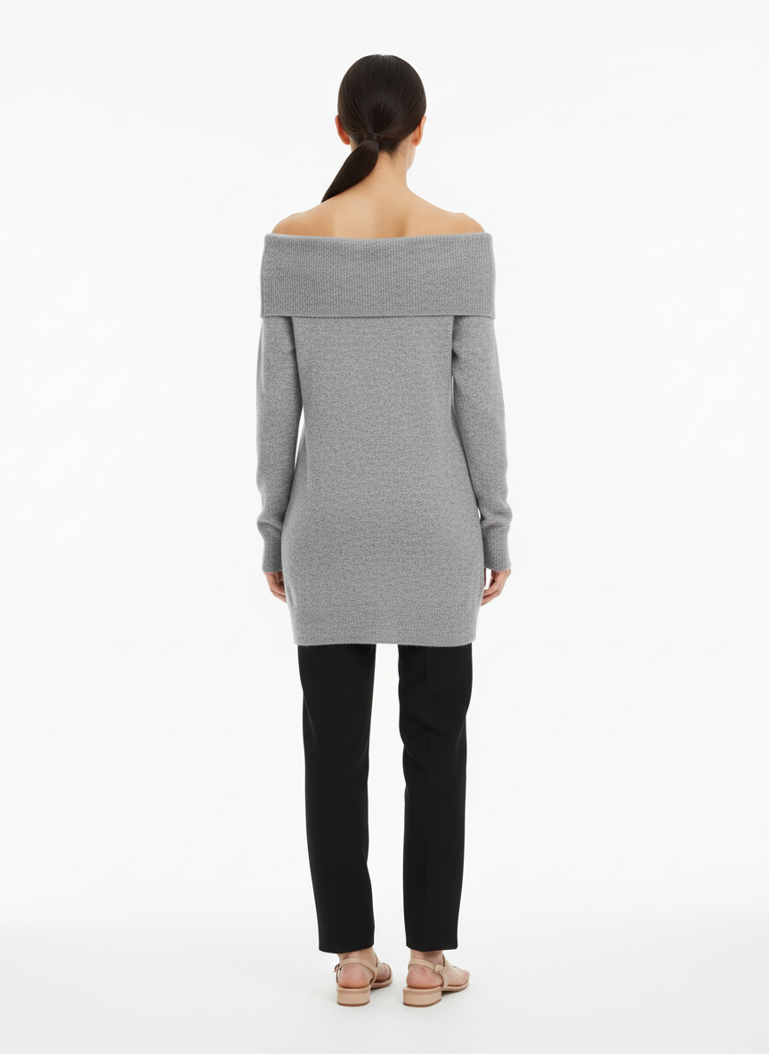 Vestido Tricot Ombro a Ombro Cinza - Canal/PP