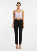 Cropped tricot xadrez decote coração lilás - CASUALLI | M