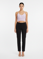 Cropped tricot xadrez decote coração lilás - CASUALLI | M