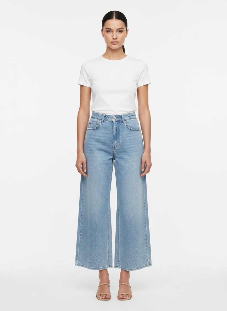 Calça Jeans Wide Leg Lavagem Clara - FARM / 38