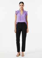 Blusa Ruffle Decote V Roxa - Skunk / 36