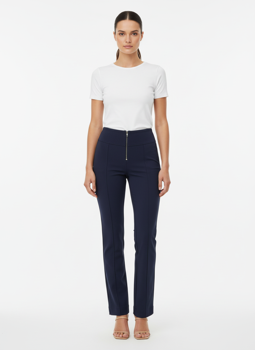 Calça com Zíper Frontal Azul Marinho /P