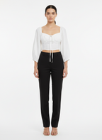 Cropped mangas bufantes amarração frente lastex costas branco - SKUNK | 36