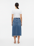 Saia Jeans Midi Destruída com Fenda Frontal - DRESS TO / 36
