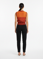 Blusa sem manga tricot canelada gola careca laranja dregadê - ALL IS LOVE | P