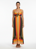 Vestido Longo Estampado Listras Vibrantes - Farm / M
