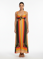 Vestido Longo Estampado Listras Vibrantes - Farm / M