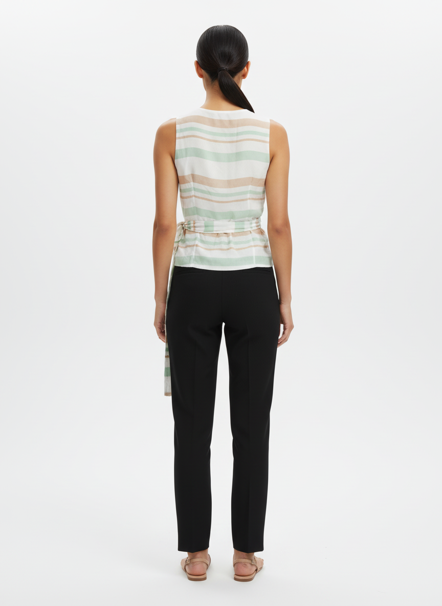 Blusa Transpassada Listrada- Skunk/40