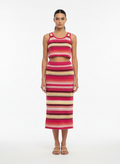 Conjunto Cropped Tricô Listrado Multicolorido Rosa - Animale/P