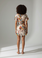 Vestido Transpassado Estampa Tropical - Cantão/P