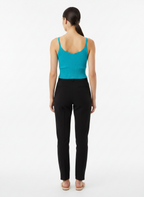 Cropped tricot canelado decote v azul - VIVIANE FURRIER | P