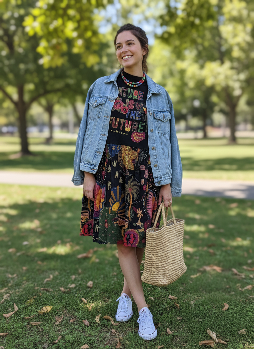 Vestido Curto Estampado Tropical Gola Alta - FARM / P
