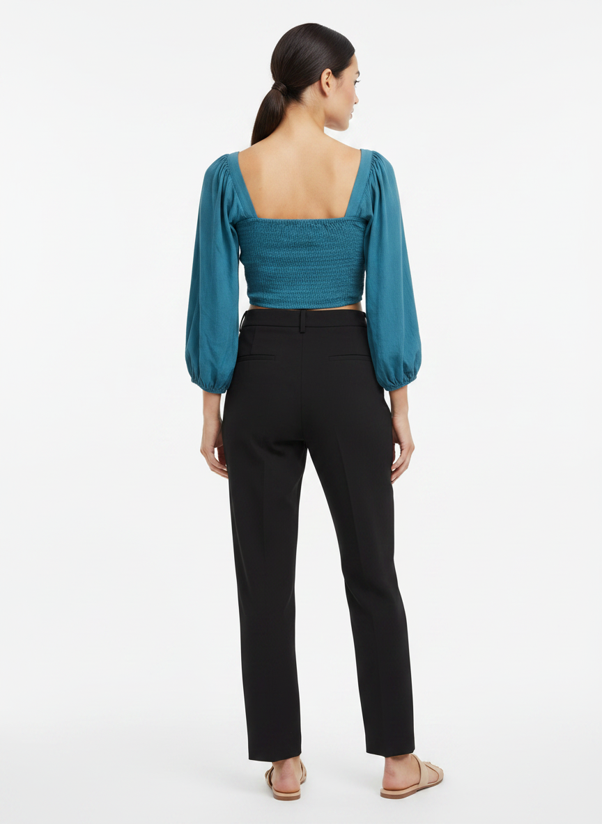 Blusa Cropped Linho com Amarração Frontal - Skunk / 38