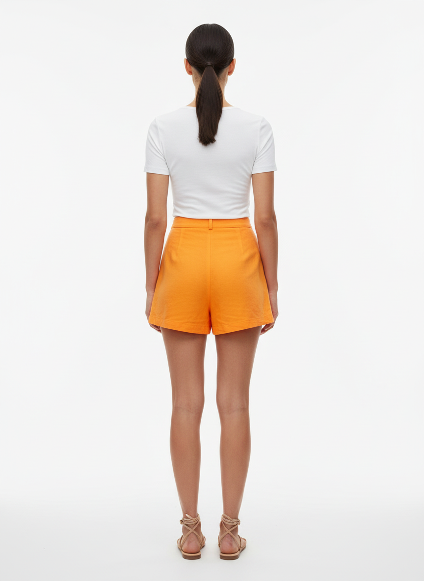 Shorts Cintura Alta com Pregas Laranja - All’s/P