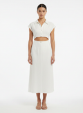 Vestido Midi Branco Recortes Gola Camisa - DRESS TO / M