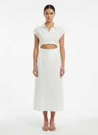 Vestido Midi Branco Recortes Gola Camisa - DRESS TO / M