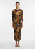 Vestido Midi Canelado Estampa Abstrata - FARM / M