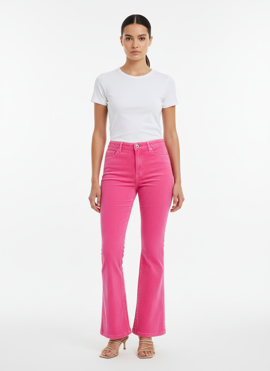 Calça Flare de Veludo Rosa - Canal/36