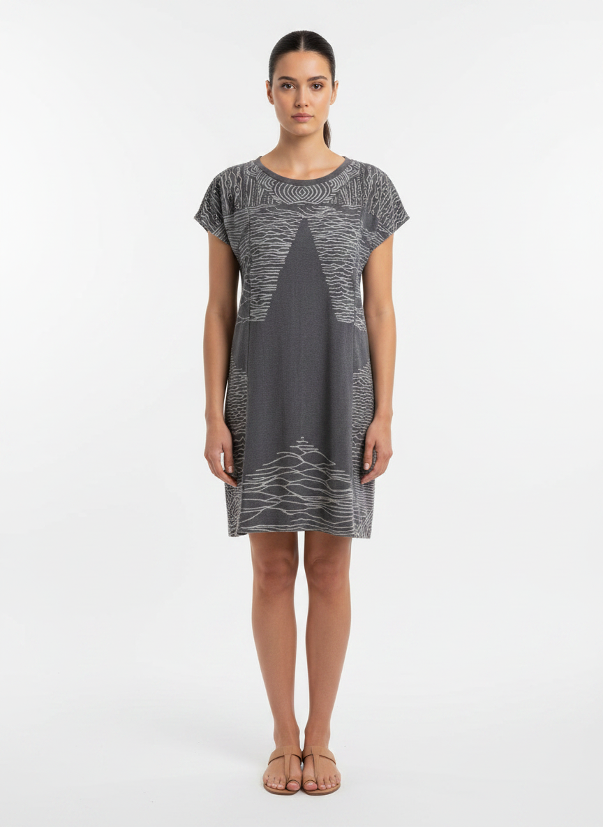 Vestido Curto de Malha com Estampa Abstrata - DRESS TO / P