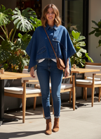 Casaco Poncho Jeans Assimétrico - COLCCI / PP