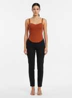 Regata tricot canelada decote coração telha - SKUNK | P