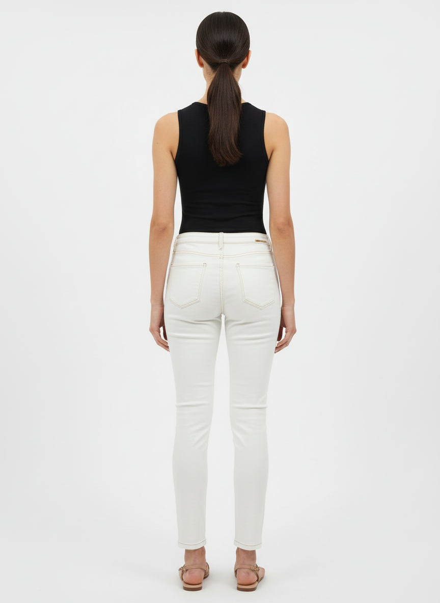 Calça Jeans Skinny com Costura Contrastante Branca - Alphorria/38
