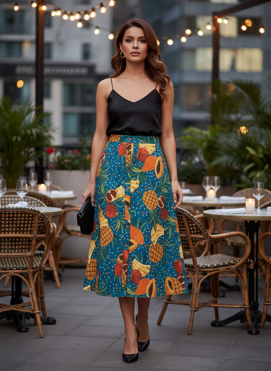 Saia Midi Estampada Frutas Botonê - FARM / P