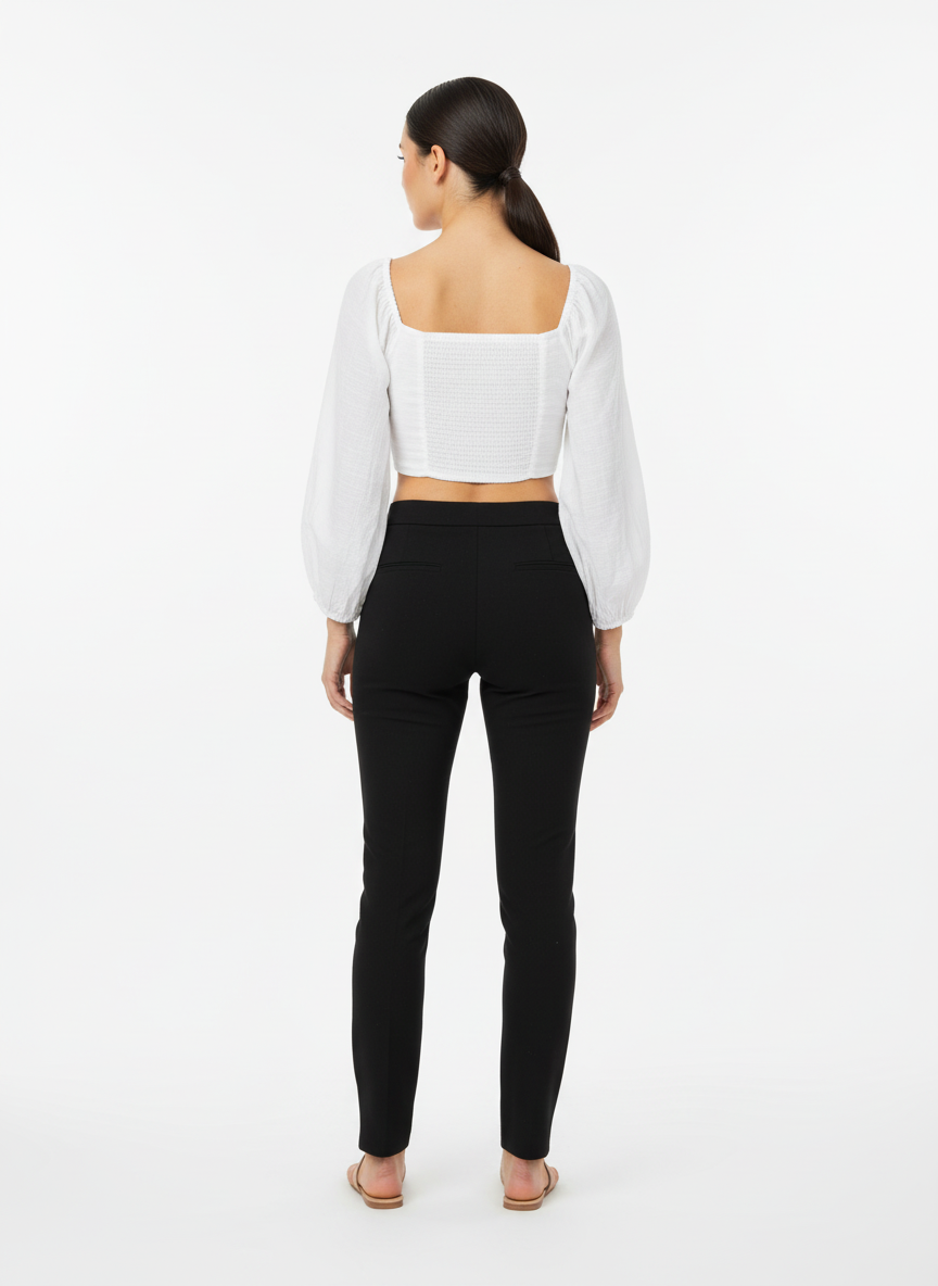Cropped mangas bufantes amarração frente lastex costas branco - SKUNK | 36