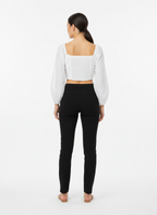 Cropped mangas bufantes amarração frente lastex costas branco - SKUNK | 36