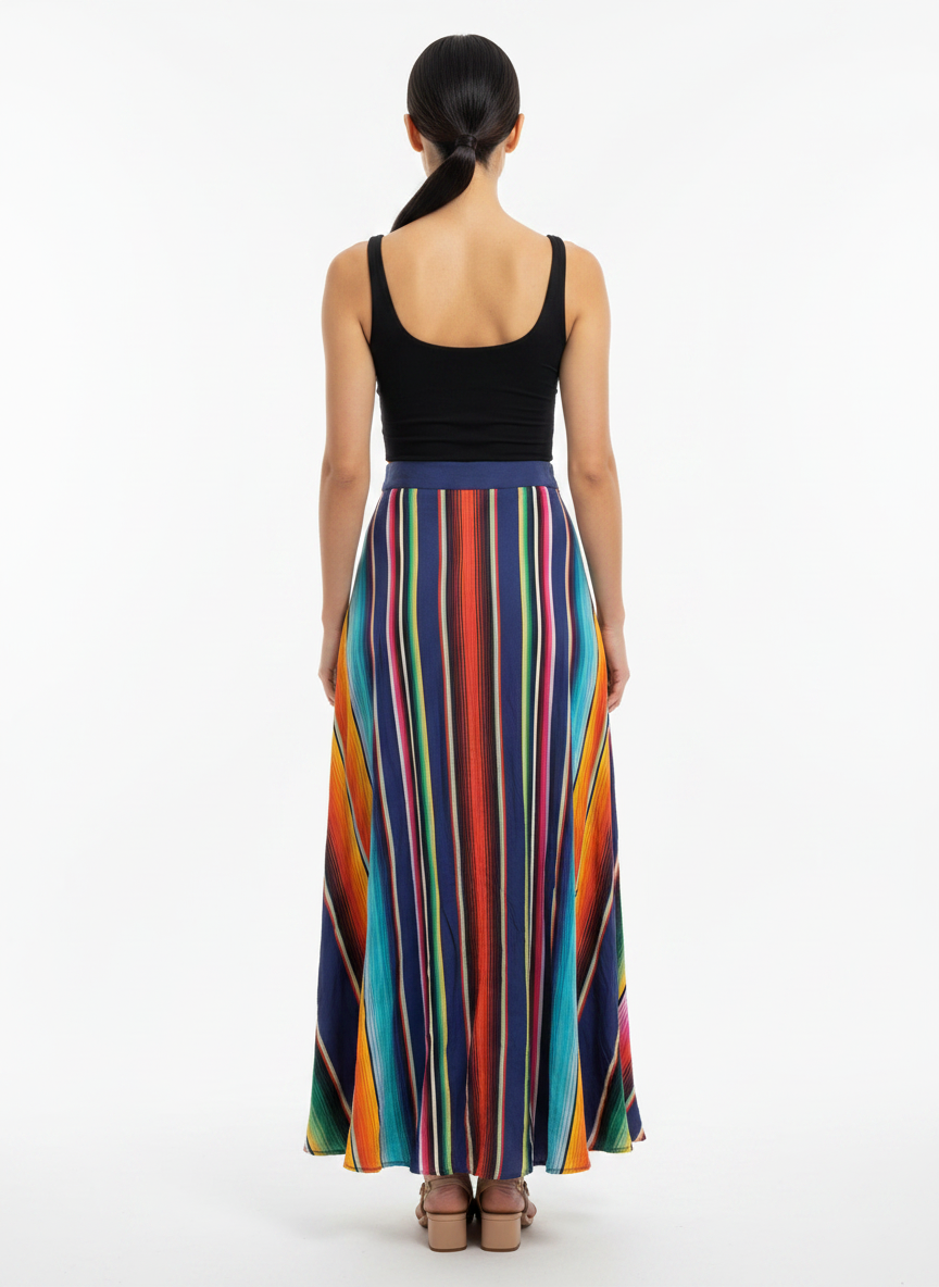 Saia Maxi Estampada Listrada Fluida - DRESS TO / P